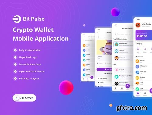 Bit Pulse Crypto Wallet Mobile App UI Kit Ui8.net