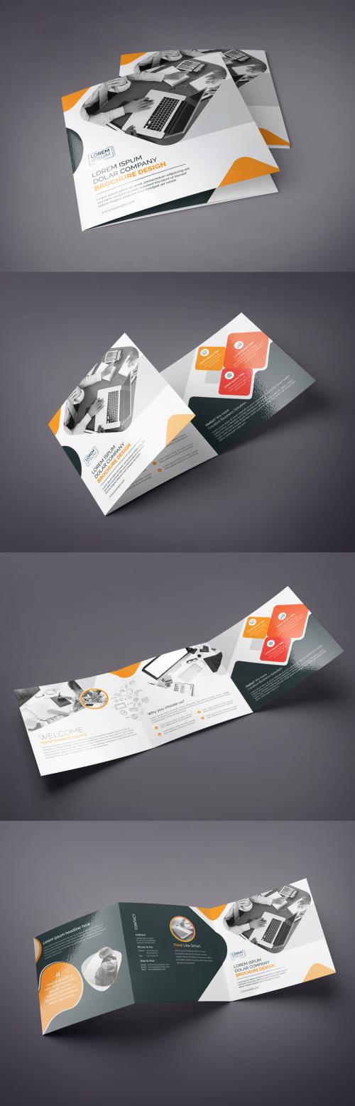 Orange and Black Square Tri-Fold Brochure Layout 211150003