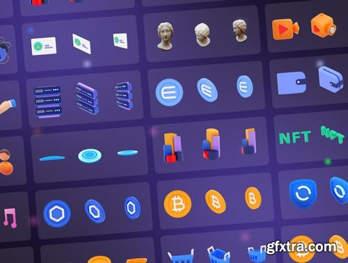 Crypto Currency 3D compositions and icon set Ui8.net