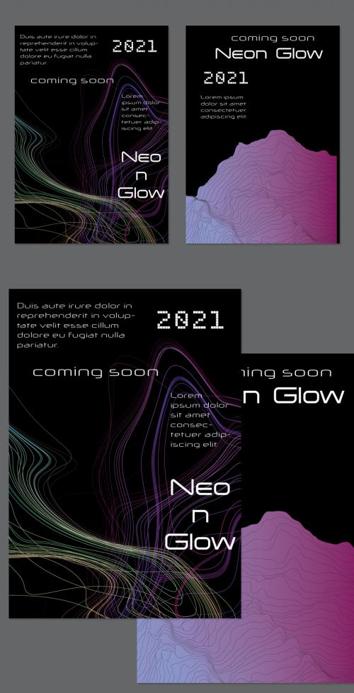 Flyer Layout with Bright Gradient Terranion Shape and Glow Net 505018962