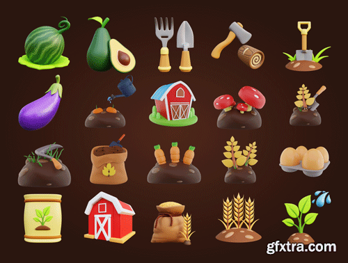 3D Farm And Agriculture Icon Ui8.net