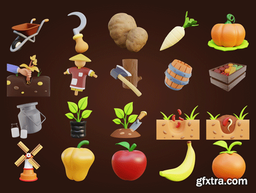 3D Farm And Agriculture Icon Ui8.net