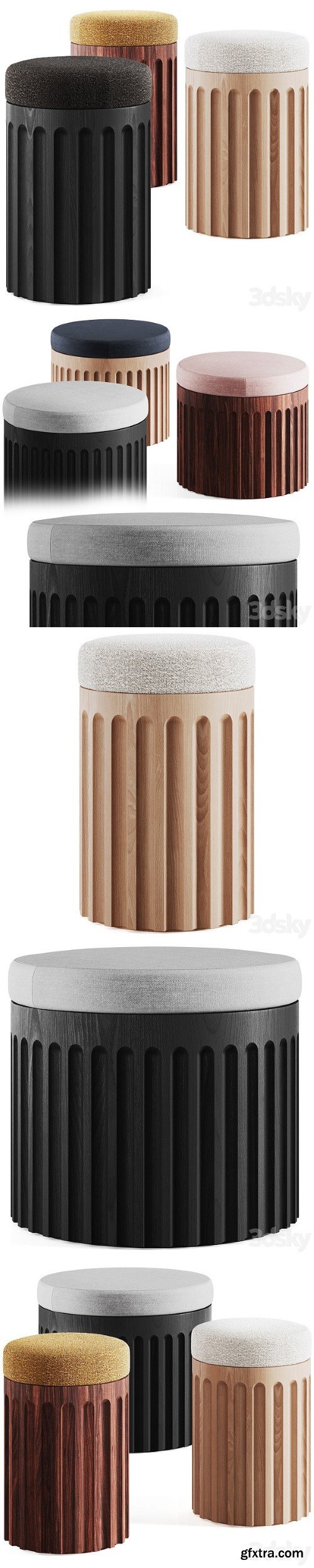 FLUTED STOOL by Galvin Brothers