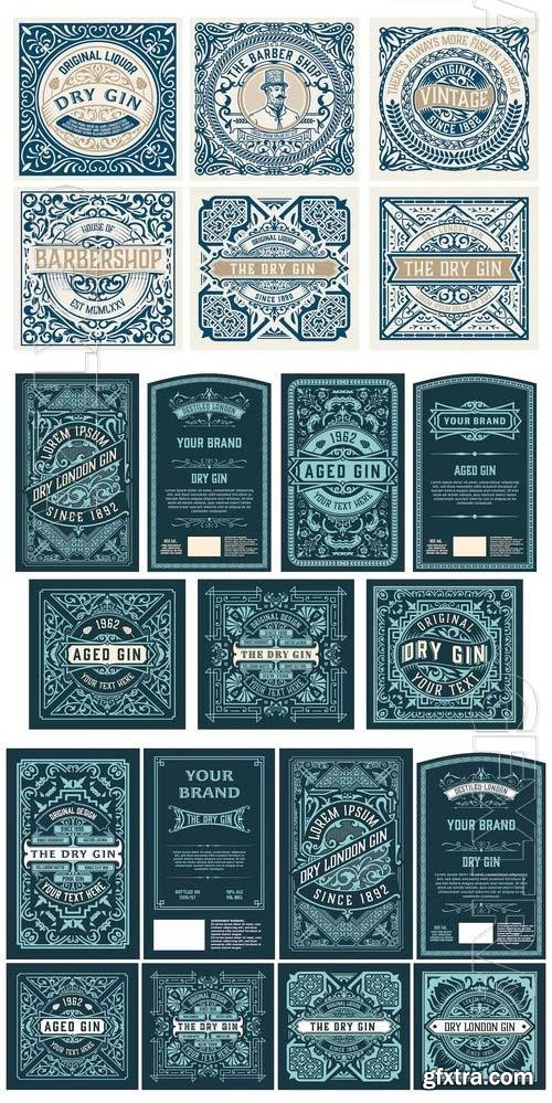 Vintage labels, logos, symbols, badge, for packaging  in vector