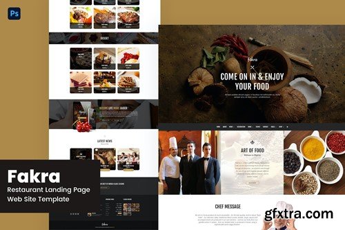 Fakra- Restaurant Landing Page Website Template 4B66KW2