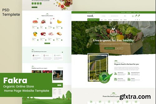 Fakra - Organic Store Website Design Template LL57SFH