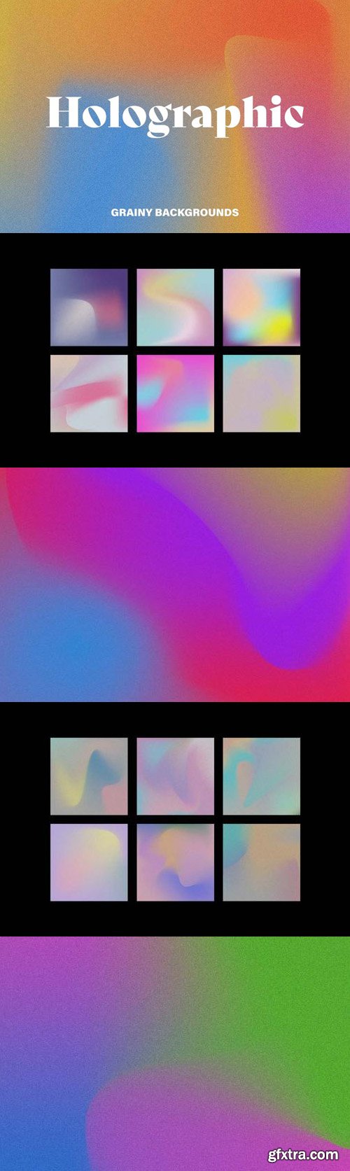 Holographic - 15 Grainy Backgrounds Vector Templates