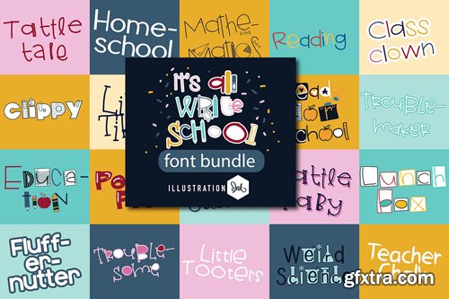 It's All Write School Font Bundle - 20 Premium Fonts