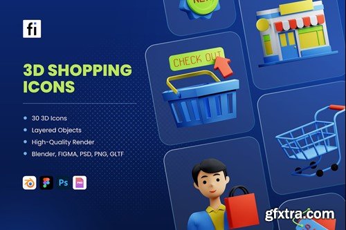 3D Shopping Icons VBQEV4T