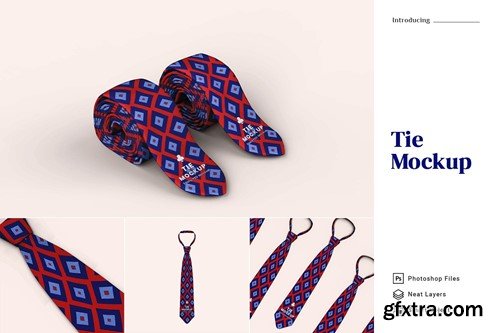 Necktie Mockup 4 Views YQYLQGH