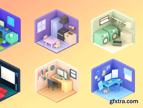 3D Isometric Room Ui8.net