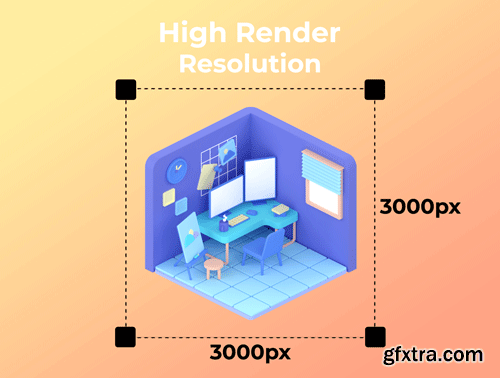 3D Isometric Room Ui8.net