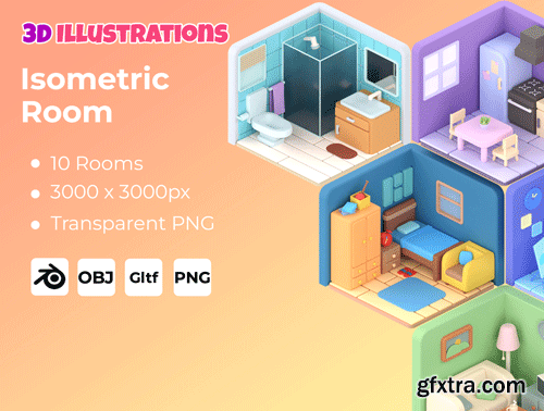 3D Isometric Room Ui8.net