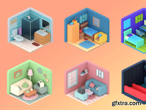 3D Isometric Room Ui8.net