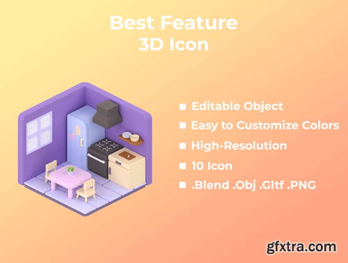 3D Isometric Room Ui8.net