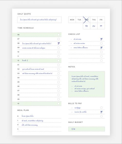 Simple Daily Planner With Green Accent 593559580