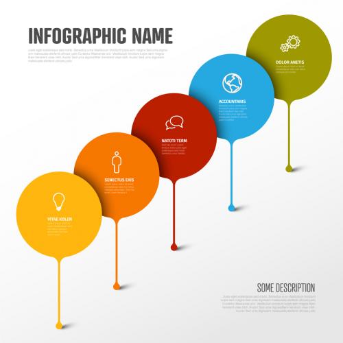 Light Infographic Layout with Bubble Pointers on the Line 482931802