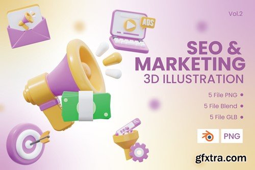 SEO & Marketing 3D Icon Illustration Vol.2 UAAGFP6