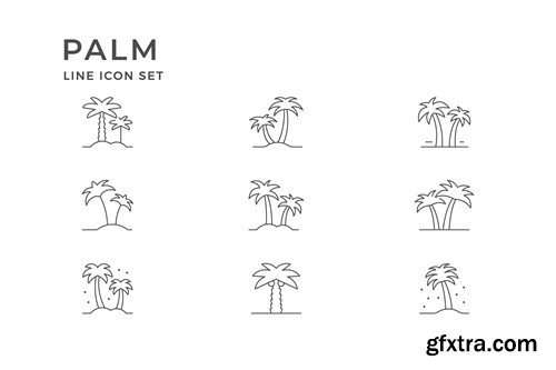 Set Line Icons of Palm MSBSMQF