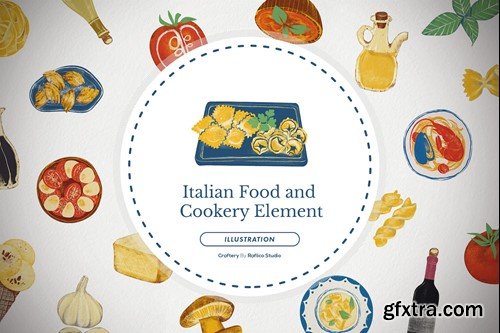 Italian Food and Cookery Hand-drawn Illustration KUCCXZM