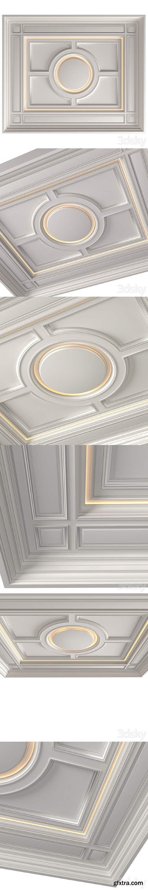 Modern Coffered Illuminated Ceiling Set Art Deco Style