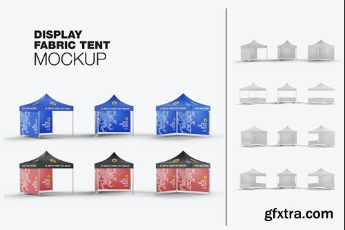 Set of 3 Fabric Display Tents Mockup Y8ZZU98