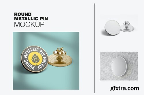 Small Round Metallic Button Pin Mockup 5DL4Y22