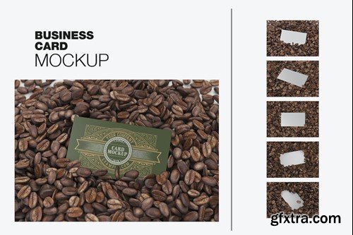 Business Card with Coffee Beans Mockup PN2Q25N