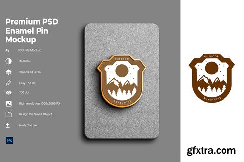 Premium PSD Enamel Pin Mockup T4T7WCJ