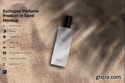 Perfume Product In Sand Mockup B645EXF