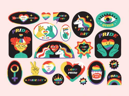 Pink Flat Design Pride Badge Illustration Asset 590980888