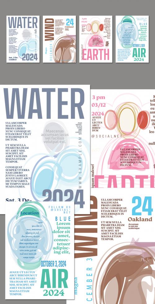 A4 Flyer Art Event Layout with Abstract Watery Shape and Typography Overlay 593805909