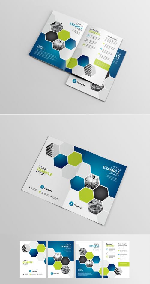 Business Brochure Layout with Hexagon Elements 204288710