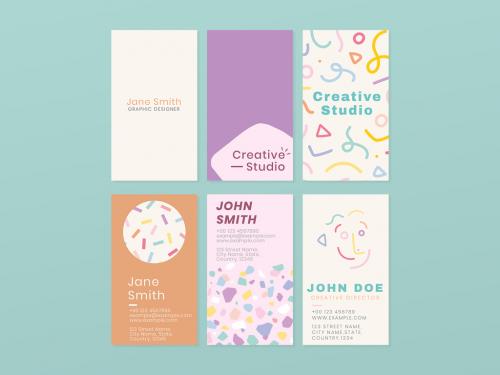 Set of Printable Pastel Business Card in Vertical Style 437263812