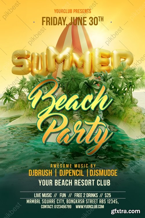 Summer Beach Party Flyer Or Poster 6432900