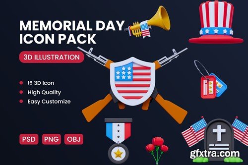 Memorial Day 3D Icon 3TF3SPN