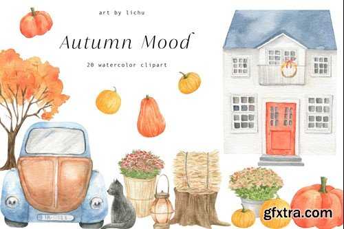 Autumn watercololor clipart fall illustration png LQSYZAN