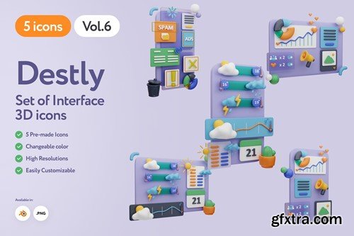 Destly - 3D Interface Icons Vol.6 8VNQMSH