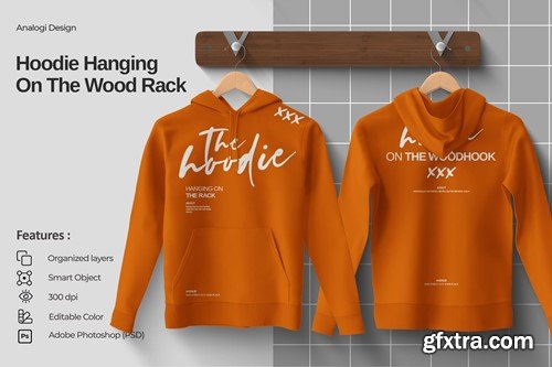 Hoodie Hanging On The Wood Mockup PJLZ4WU