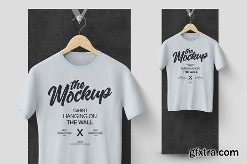 Tshirt Hanging On The Wall Mockup MB3LAAW