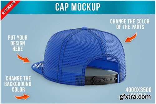 Snapback Truck Hat Mockup Template KAQ6YNG