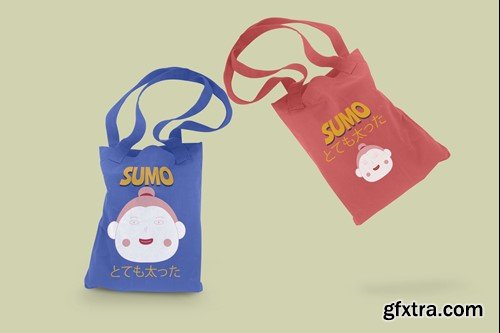 Floating Red Sumo Tote Bag Mockup XCVGRFJ