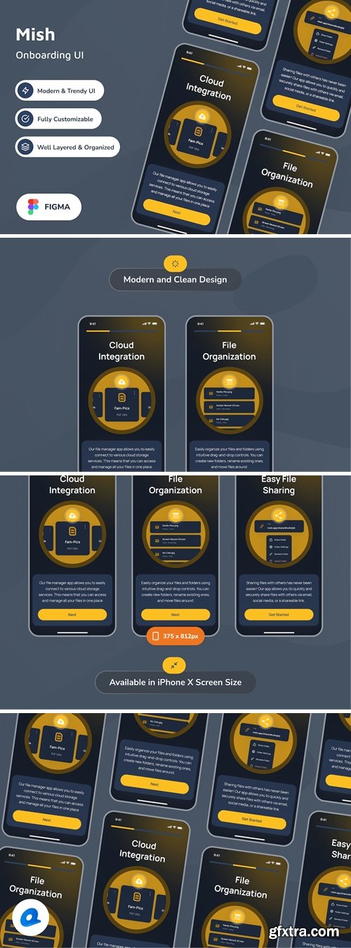 Mish - Onboarding Mobile App UI Dark Mode T5538SW