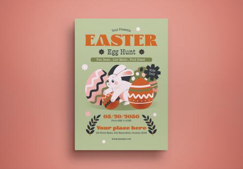 Green Flat Gradient Easter Egg Hunt Flyer Layout 568716862