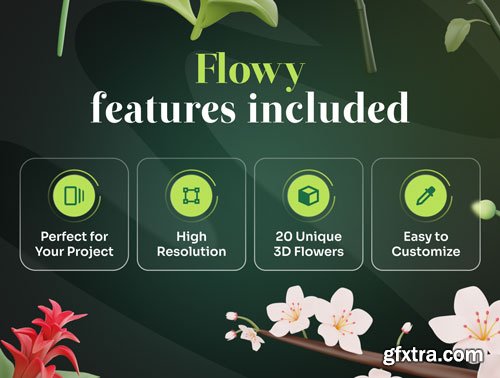 Flowy - Flowers 3D Icon Set Ui8.net