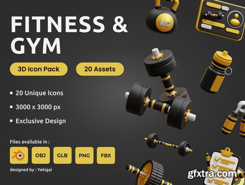 Fitness and Gym 3D Icon Pack