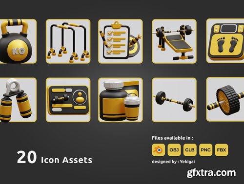 Fitness and Gym 3D Icon Pack