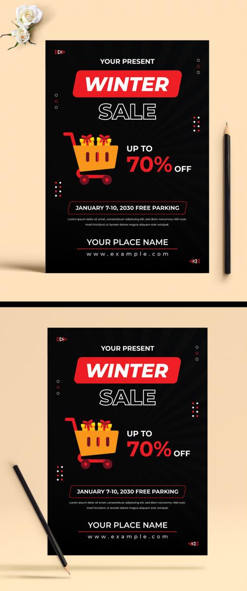 Winter Sale Flyer Design Template 566176577