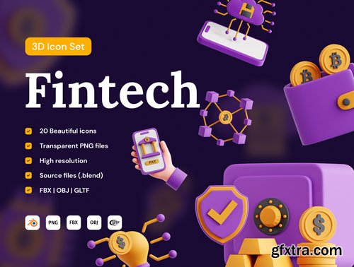 Fintech 3D Icon Set Ui8.net