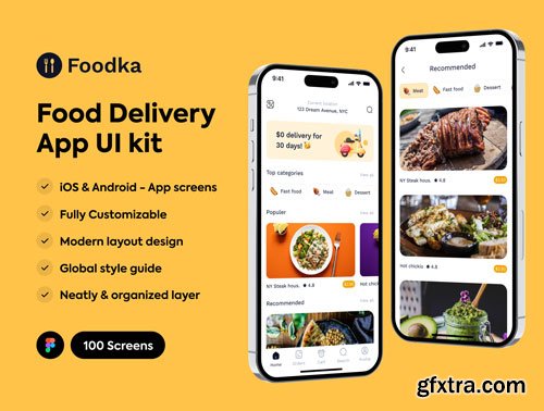 Foodka - Food Delivery App UI kit Ui8.net